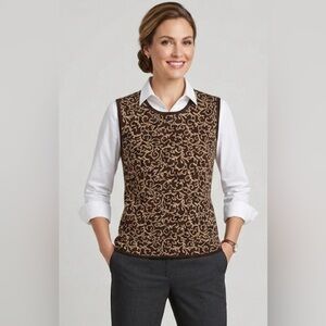 Talbots Brown and Cream Patterned Knit Sweater Vest